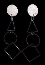 Load image into Gallery viewer, Minimalist Geometric design Silver hoop clip on  Earrings
