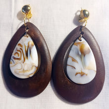 Load image into Gallery viewer, ChunkyHandmade Boho mid century lucite and wood Hoop Clip On Earrings
