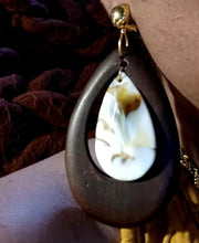 Load image into Gallery viewer, ChunkyHandmade Boho mid century lucite and wood Hoop Clip On Earrings
