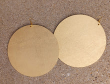 Load image into Gallery viewer, Giant handpainted Wooden Disc Earrings gold 6 inch
