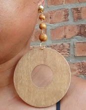 Load image into Gallery viewer, Handmade  large boho Clip On wood  Dangle Earrings
