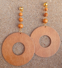 Load image into Gallery viewer, Handmade  large boho Clip On wood  Dangle Earrings

