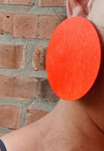 Load image into Gallery viewer, Extra Large 3 inch Minimalist Handmade Wooden Disc Clip on Earrings

