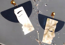 Load image into Gallery viewer, Handmade Avant Garde Face and wood  Design Clip On Earrings
