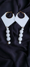 Load image into Gallery viewer, Handmade Extra large Wood and Metal Hoop Earrings white and gold
