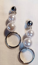 Load image into Gallery viewer, Handmade Faux Pearl  Clip On Earrings silver
