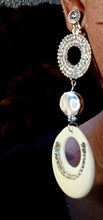 Load image into Gallery viewer, Handmade rhinestone and Acrylic Hoop Clip On Earrings

