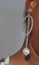 Load image into Gallery viewer, Handmade Rhinestone Clip On Hoop Earrings silver
