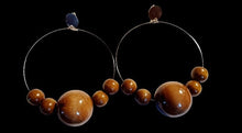 Load image into Gallery viewer, Handmade chunky Natural Bead Hoop Earrings (4 inch) pierced ears
