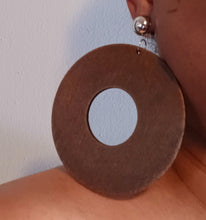 Load image into Gallery viewer, Extra Large Minimalist Wooden Hoop Clip on Earrings
