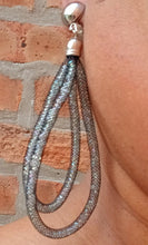 Load image into Gallery viewer, Clip on black fishnet and bead multi hoops
