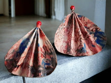 Load image into Gallery viewer, Vintage Leather Handpainted Large Fan design Earrings Mali
