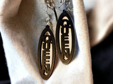 Load image into Gallery viewer, Extra large Queen Natural Wood  Clip On Dangle Earrings black
