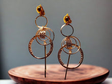 Load image into Gallery viewer, Handmade gold Metal and rhinestone Multi Hoop Clip On Earrings
