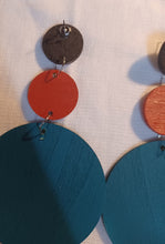 Load image into Gallery viewer, Handmade modernist colorblock Wooden Earrings (pierced ears)

