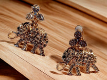 Load image into Gallery viewer, Handmade Rhinestone Lucky Elephant Clip On Earrings gold
