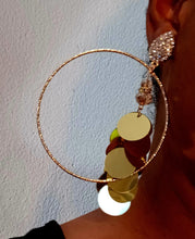 Load image into Gallery viewer, Glam Handmade Sequin tassel hoop Clip On Earrings gold
