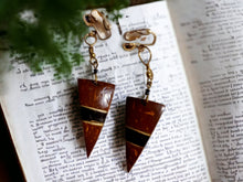 Load image into Gallery viewer, Vintage Handmade minimalist boho wooden   Clip On Earrings 1970s

