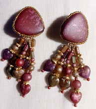 Load image into Gallery viewer, Vintage Handmade Boho Tassel bead Clip On Earrings 1980s
