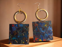 Load image into Gallery viewer, Abstract Handpainted Design Wooden Earrings pierced ears 3.5 inch
