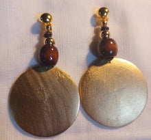 Load image into Gallery viewer, Handpainted Handmade  Natural Wood Geometric Design Clip On Earrings
