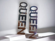 Load image into Gallery viewer, Silver Metal Queen Nameplate Earrings pierced
