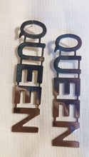 Load image into Gallery viewer, Silver Metal Queen Nameplate Earrings pierced
