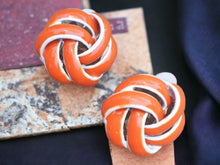 Load image into Gallery viewer, Vintage Chunky Enameled Knot Clip On Earrings 1970s
