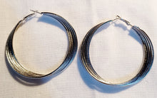 Load image into Gallery viewer, Vintage style multi hoop design Dangle Earrings pierced ears silver
