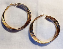 Load image into Gallery viewer, Vintage style multi hoop design Dangle Earrings pierced ears gold
