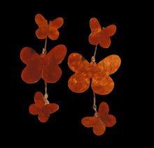 Load image into Gallery viewer, Marbled acrylic butterfly dangle earrings
