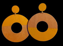 Load image into Gallery viewer, Large Handmade handpainted wooden colorblock earrings pierced ears
