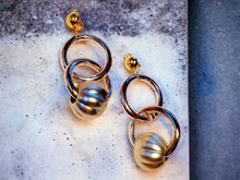 Load image into Gallery viewer, Handmade Chunky gold acrylic Earrings Clip On 4 in
