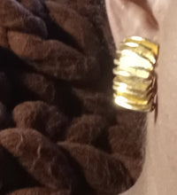 Load image into Gallery viewer, Vintage Gold textured half hoop Clip On Earrings 1980s
