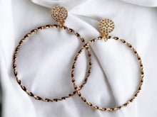 Load image into Gallery viewer, Medium sized gold Metal Spiral Hoop  Clip On Earrings
