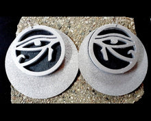 Load image into Gallery viewer, Extra Large Abstract Handmade Eye of Horus Egyptian symbol Earrings pierced
