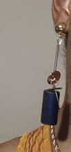 Load image into Gallery viewer, Wood and gold  metal geometric Minimalist Clip on Earrings
