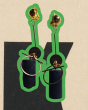 Load image into Gallery viewer, Wood and gold  metal geometric Minimalist Clip on Earrings
