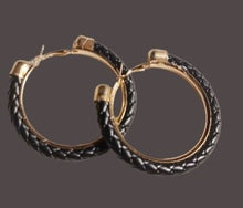 Load image into Gallery viewer, Braided faux leather hoop Earrings pierced ears
