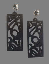 Load image into Gallery viewer, Natural Wood Abstract Modern Clip On Dangle Earrings
