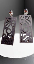 Load image into Gallery viewer, Natural Wood Abstract Modern Clip On Dangle Earrings
