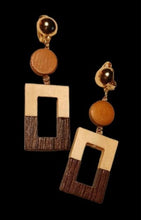Load image into Gallery viewer, Natural Wood Clip On Dangle Earrings
