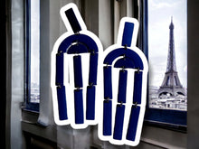 Load image into Gallery viewer, Abstract Pop Art blue metal Statement Earrings (pierced ears) from pinkie boutique Paris, France
