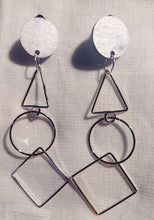 Load image into Gallery viewer, Minimalist Geometric design Silver hoop clip on  Earrings
