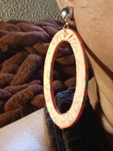 Load image into Gallery viewer, Neon polka dot Fabric Hoop Clip on Earrings
