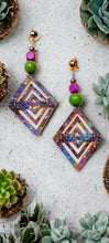 Load image into Gallery viewer, Abstract Handpainted Wood Earrings, Lightweight Clip On
