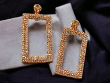 Load image into Gallery viewer, Blingy Runway Gold Metal Rhinestone Clip On Earrings
