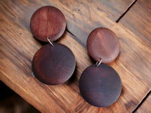 Load image into Gallery viewer, Chunky Handmade hand carved Natural Wood Clip On Earrings
