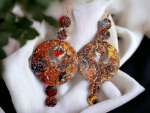 Load image into Gallery viewer, Extra Long 9 inch Handmade Abstract Handpainted Wooden Earrings
