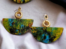 Load image into Gallery viewer, Handpainted Abstract Wooden Clip On Earrings: Lightweight, Unique
